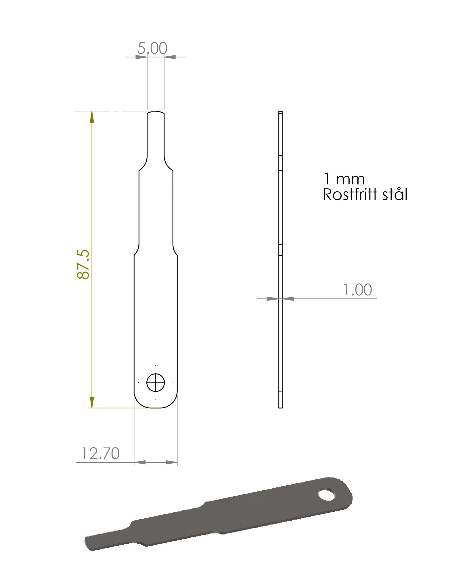 Bladmått 1 mm för Raket 95 CIK/FIA Standard
