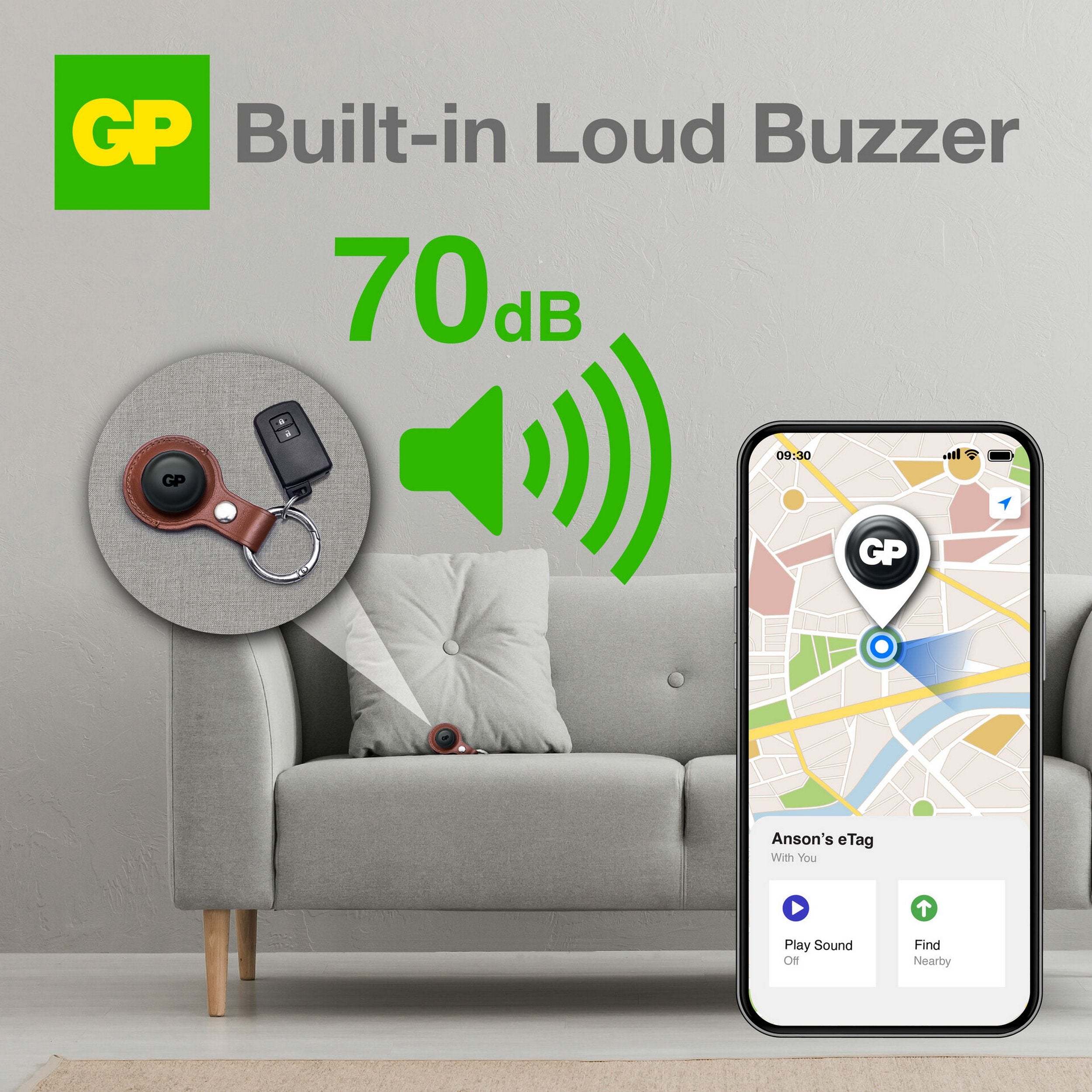 GP eTag Smart Tracker musta
