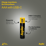 Aqiila Ladattava USB-C Litiumparisto AAA 1.5V 4 kpl pakkaus
