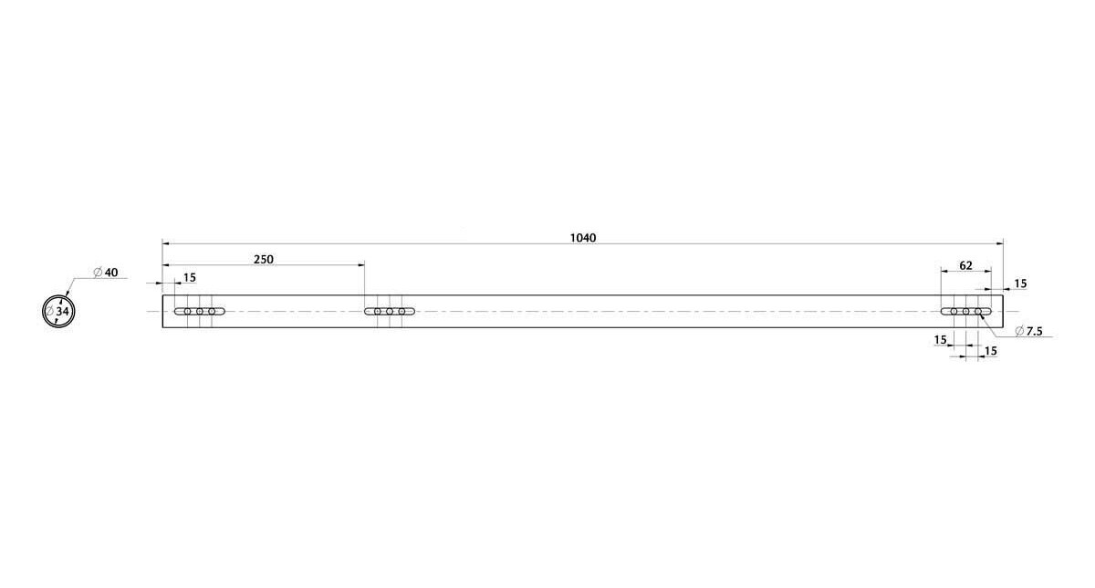 Taka-akseli DD2 Universal 40 x 1040 mm
